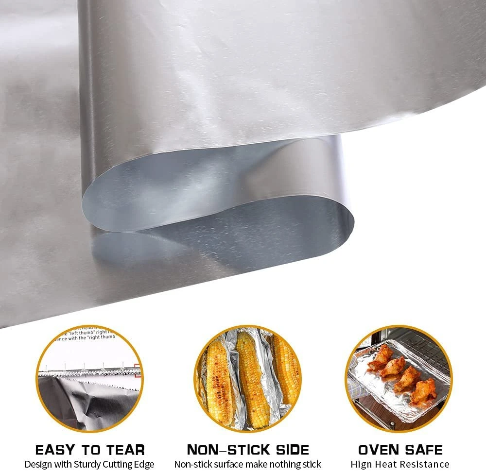 Kitchen 9-30 Micron 8011 Household Catering Aluminium Foil Food Roll Home Safe Aluminum Foil Paper for Baking Wrapped Foods Packaging